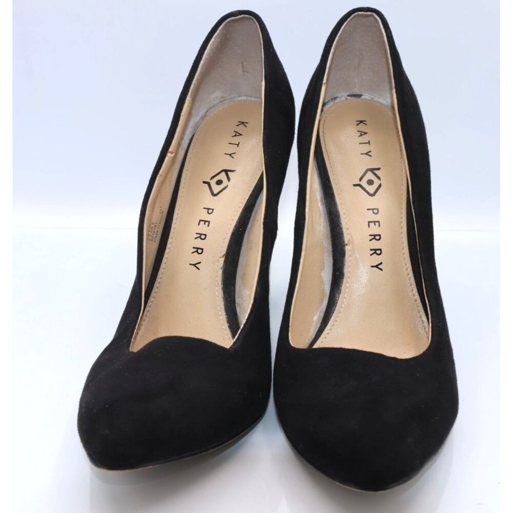Katy Perry Black Suede Pointed Toe Pumps Clear Block Heels Womens Shoes Size 6.5